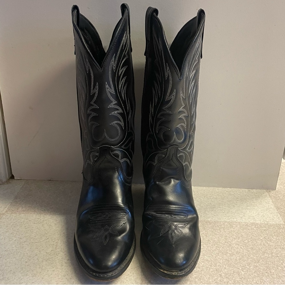 Laredo Womens Size 6.5M Cowboy Embroidered Leather Boots 5740 Black - Picture 2 of 10